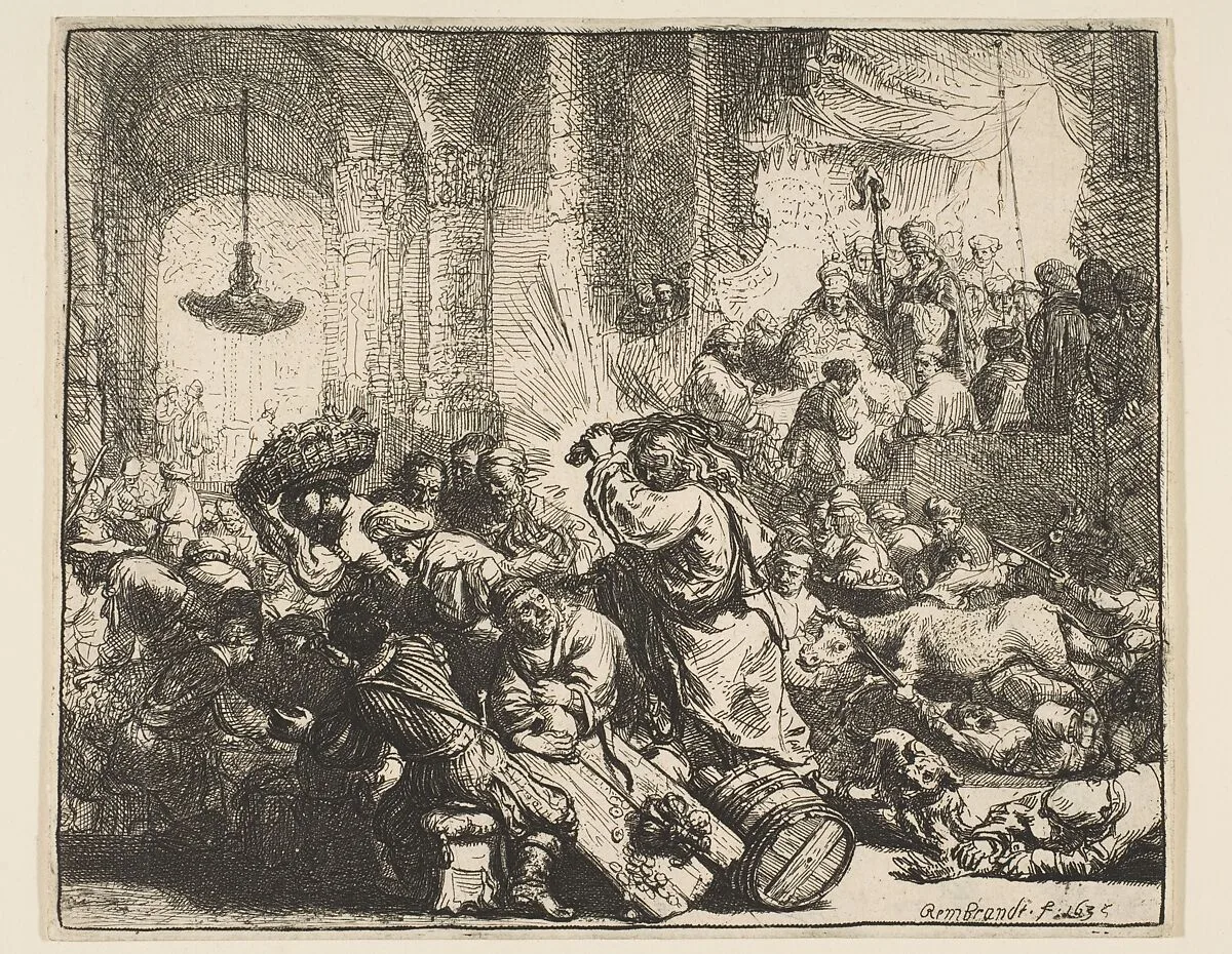 Christ Driving the Money Changers from the Temple — Rembrandt (Rembrandt van Rijn)