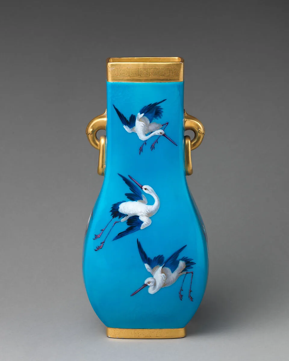 Vase with crane motifs and ring handles — Minton(s)