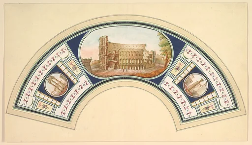 Fan Design with the Coloseum and the Temple of Vesta