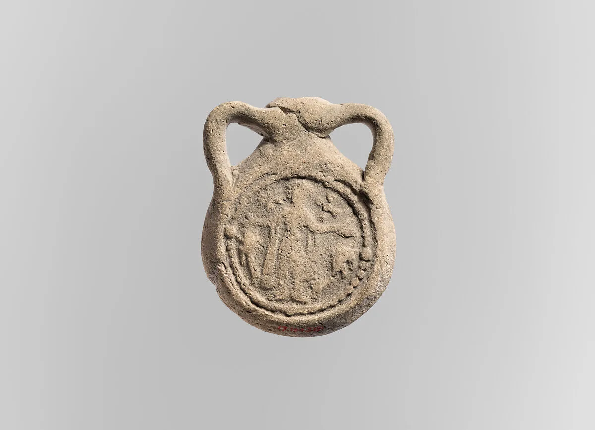 Earthenware Pilgrim Flask with Saint Menas — Unknown