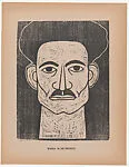 Head a man facing the viewer, from the portfolio 'Los pequeños grabadores en madera, alumnos de la Escuela Preparatoria de Jalisco' (Guadalajara, Mexico 1925). — María Marín de Orozco