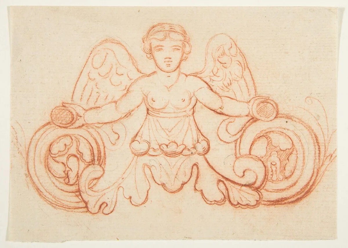Design with Winged Female Figure — Anonymous, French, 19th century