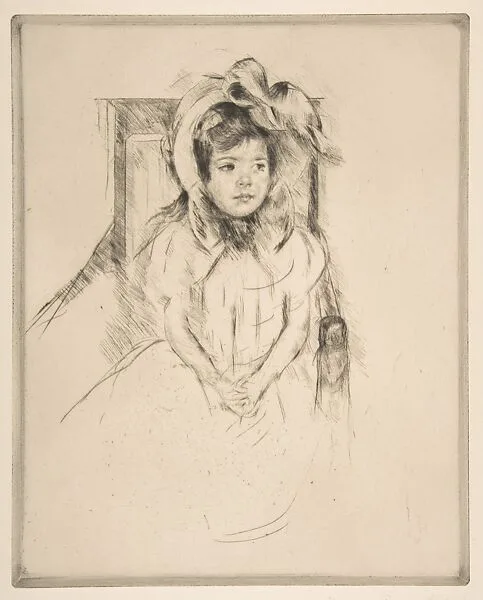 Margot Wearing a Large Bonnet, Seated in an Armchair — Mary Cassatt