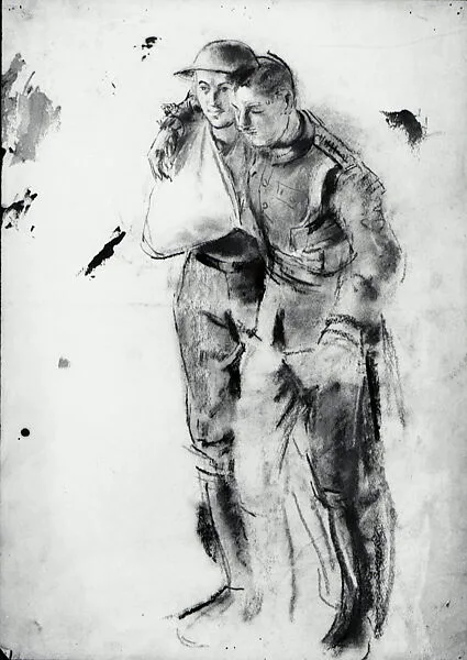 Two Wounded Soldiers (recto); Sketch of a Soldier (verso) — Henry Tonks