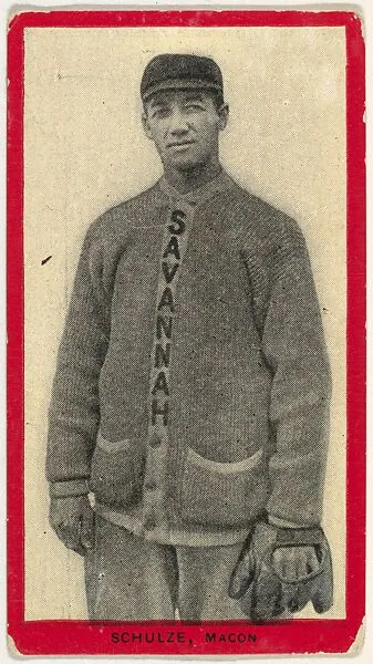 Schultze, Macon, Atlantic League, from the Baseball Players (Red Borders) series (T210) issued by Old Mill Cigarettes — Old Mill Cigarettes, Virginia