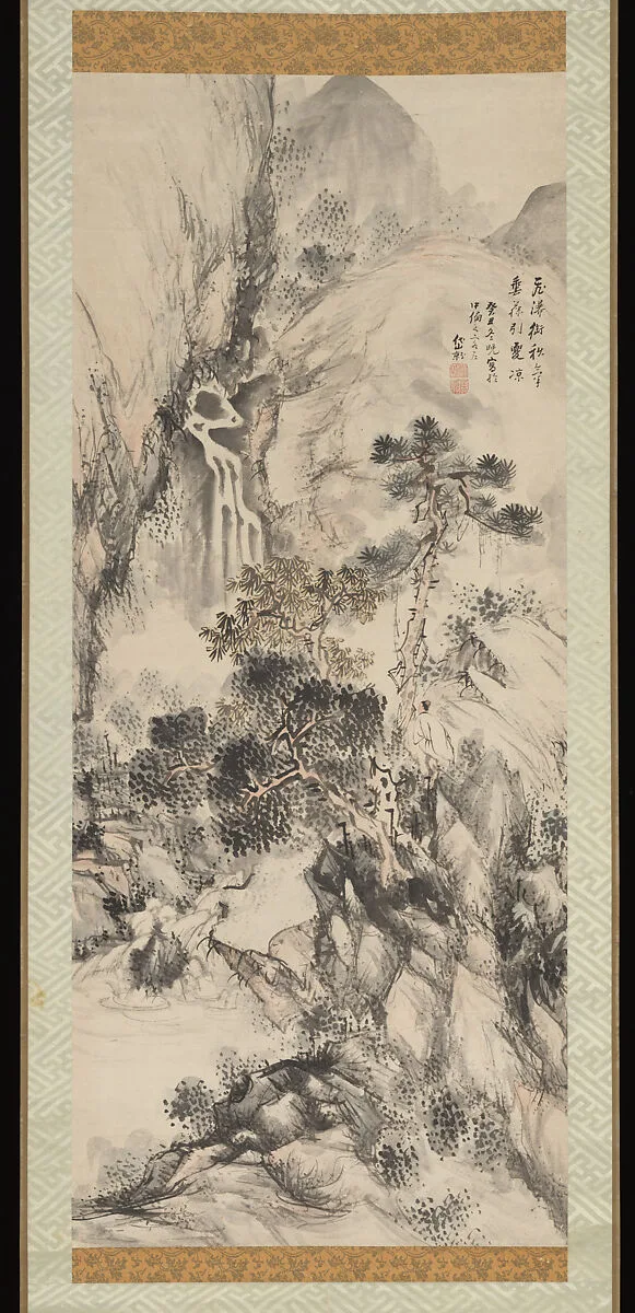 釧雲泉筆 觀瀑山水図|Viewing a Waterfall — Kushiro Unsen 釧雲泉