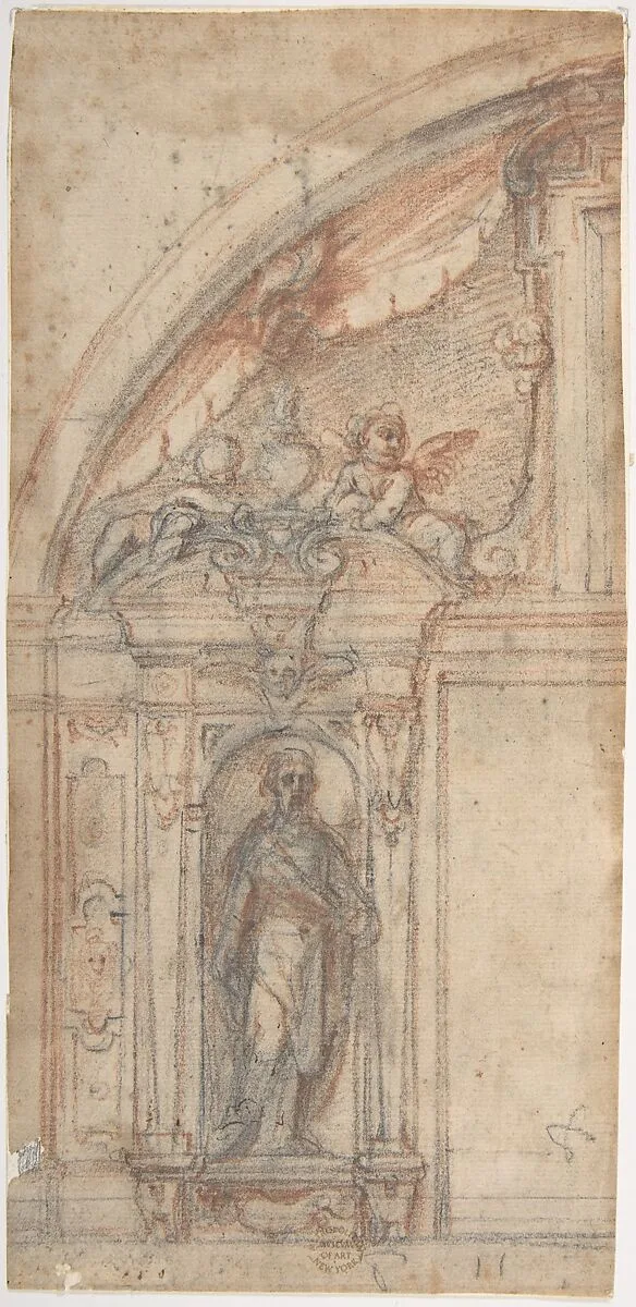 Scheme for an Architectural Decoration with a Standing Male Figure in a Niche — Fabrizio Boschi