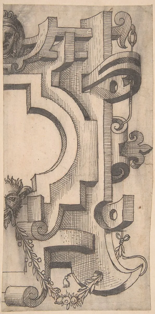 Right Half of a Strapwork Cartouche — Anonymous, Netherlandish, 16th century