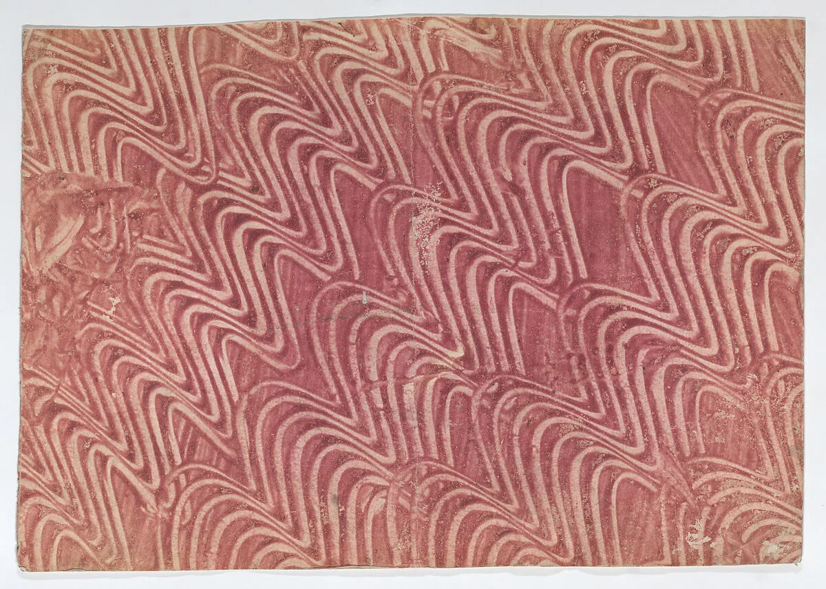 Red paste book cover with wavy line design — Anonymous