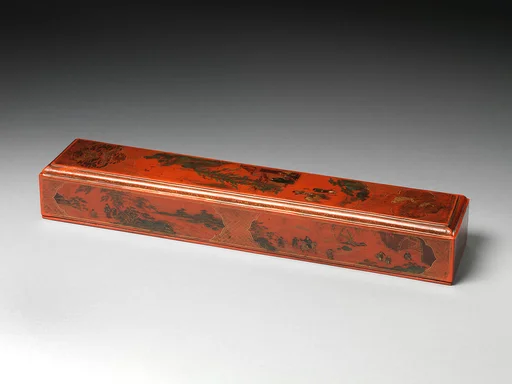 明末清初 描金彩繪人物故事圖盒|Rectangular box with scene of a visit