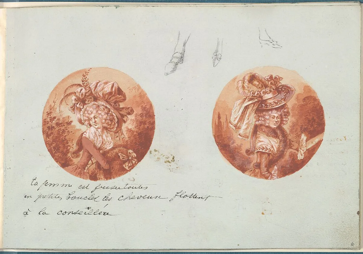 Two Costume Designs or Portrait Types — Anonymous, French, 18th century|Antoine Caire-Morand|Anonymous, French, 19th century