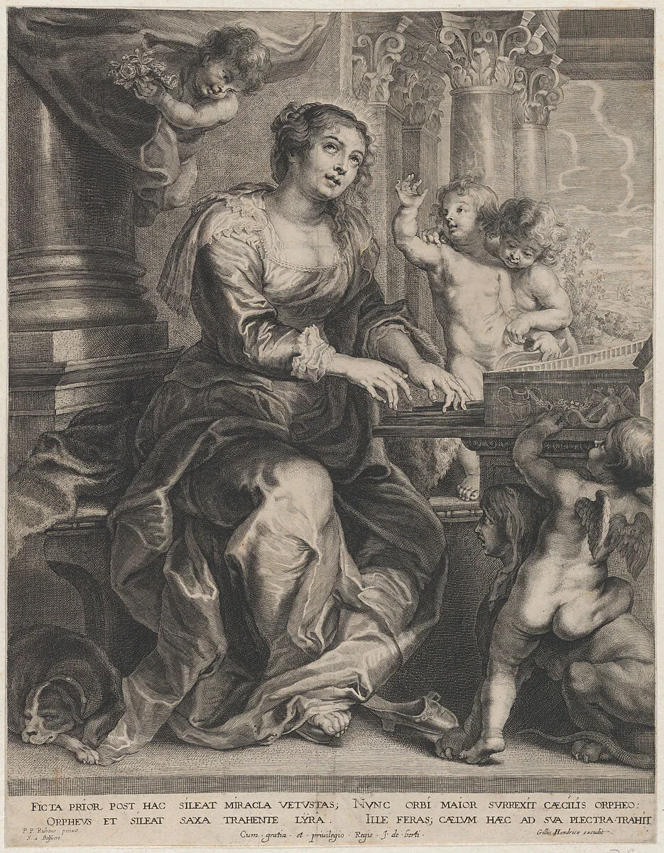 Saint Cecilia playing the organ surrounded by putti — Gillis Hendricx|Schelte Adams à Bolswert|Peter Paul Rubens