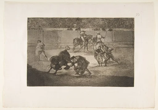 Plate 29 of "La Tauromaquia": Pepe Illo making the pass of the 'recorte'