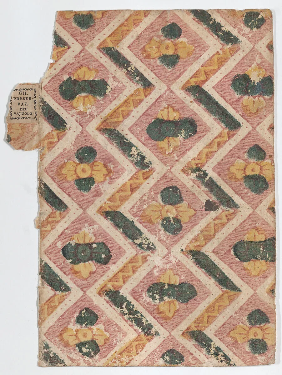 Book cover with zigzag and floral pattern — Anonymous