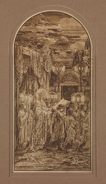 Photograph of design for single mosaic panel for "Te Deum Laudamus" triptych — Tiffany Studios|Frederick Wilson