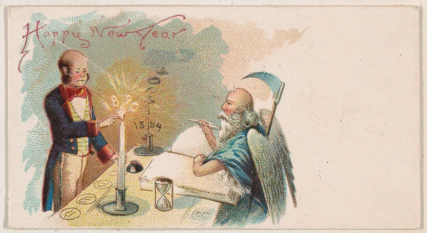 Happy New Year 1890, from the New Years 1890 series (N227) issued by Kinney Bros. — Kinney Brothers Tobacco Company