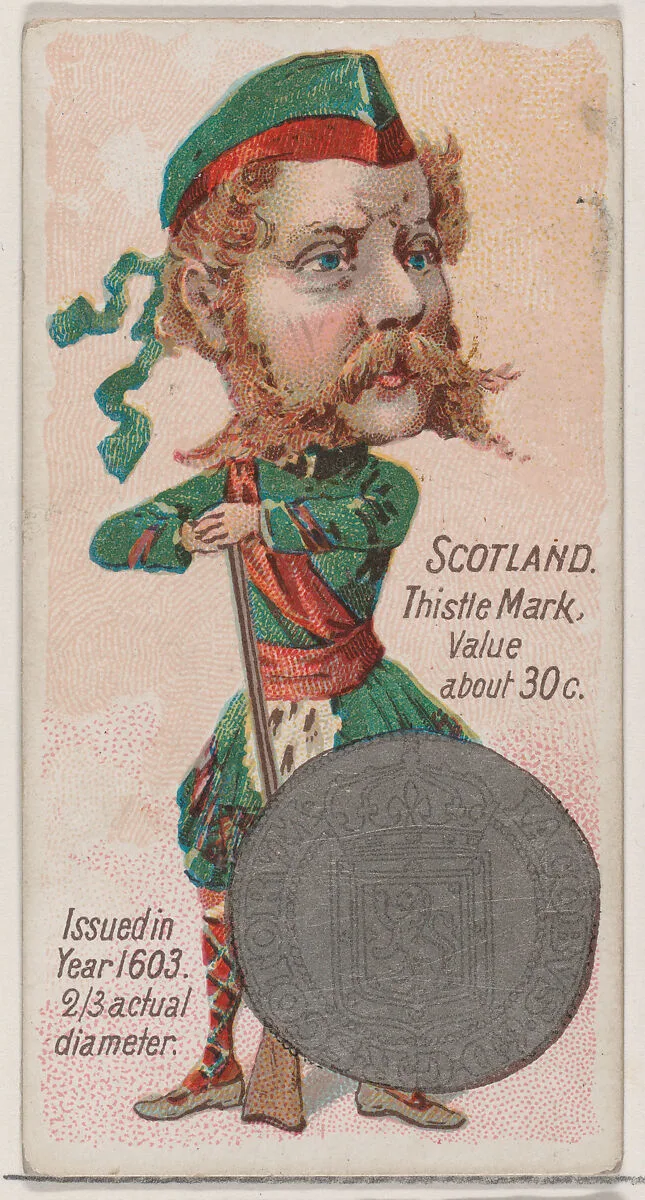 Scotland, Thistle Mark, from the series Coins of All Nations (N72, variation 2) for Duke brand cigarettes — W. Duke, Sons & Co.