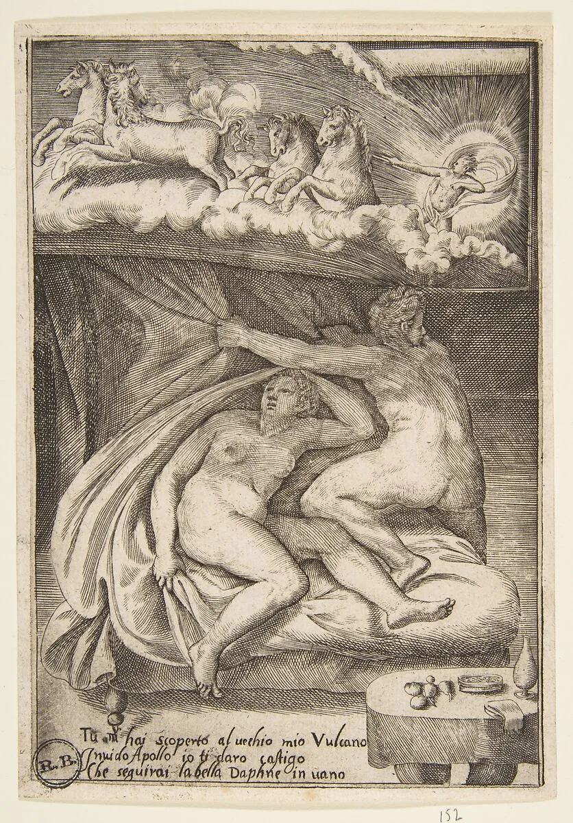 Venus and Mars discovered by Apollo, from "The Loves of the Gods" — Giulio Bonasone