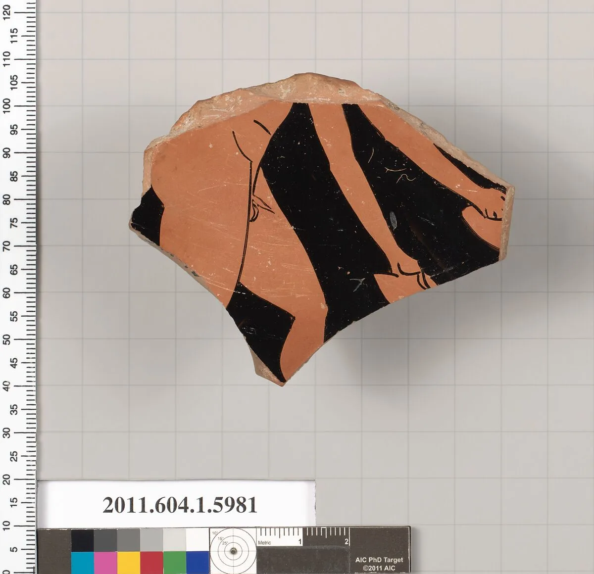 Terracotta fragment of a kylix (drinking cup) — Euergides Painter