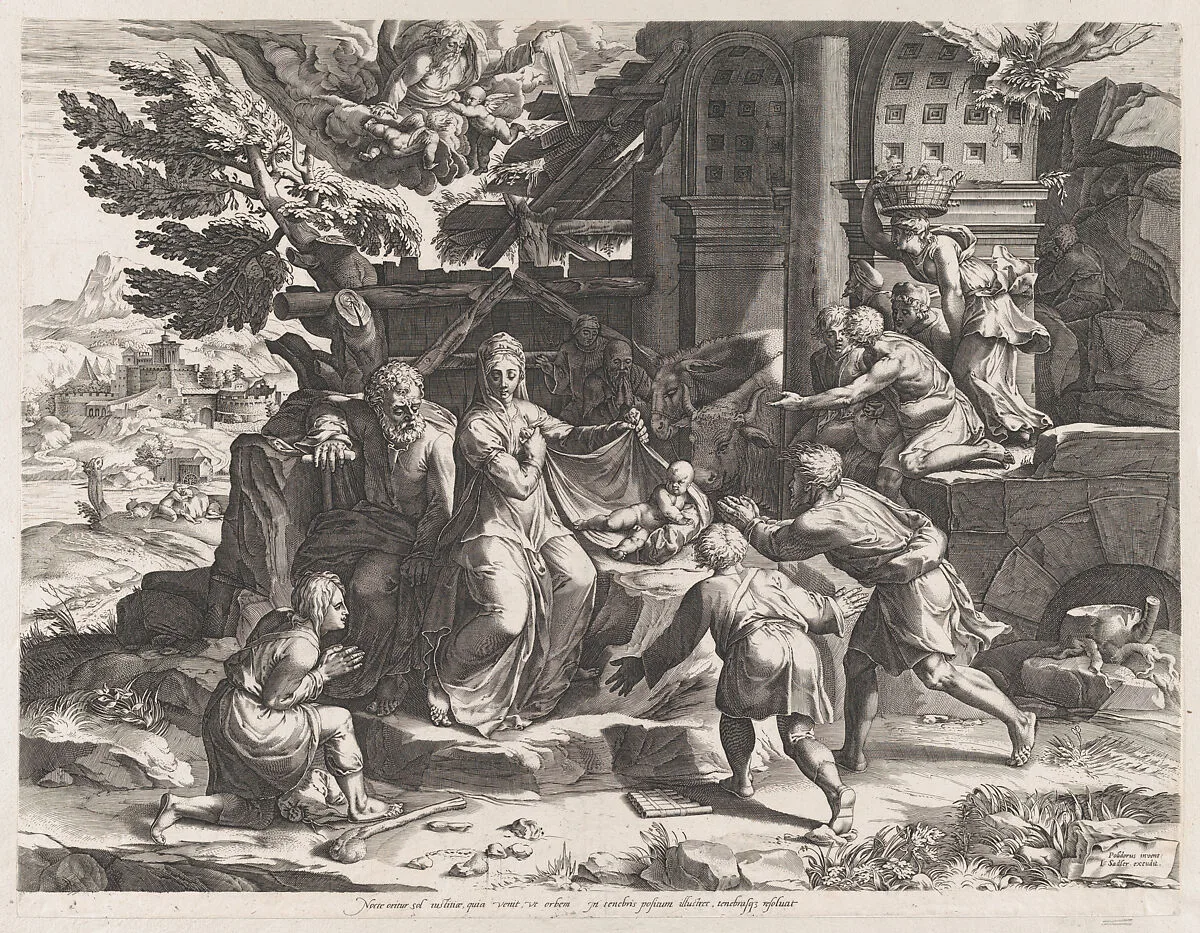 The Adoration of the Shepherds — Cornelis Cort|Polidoro da Caravaggio