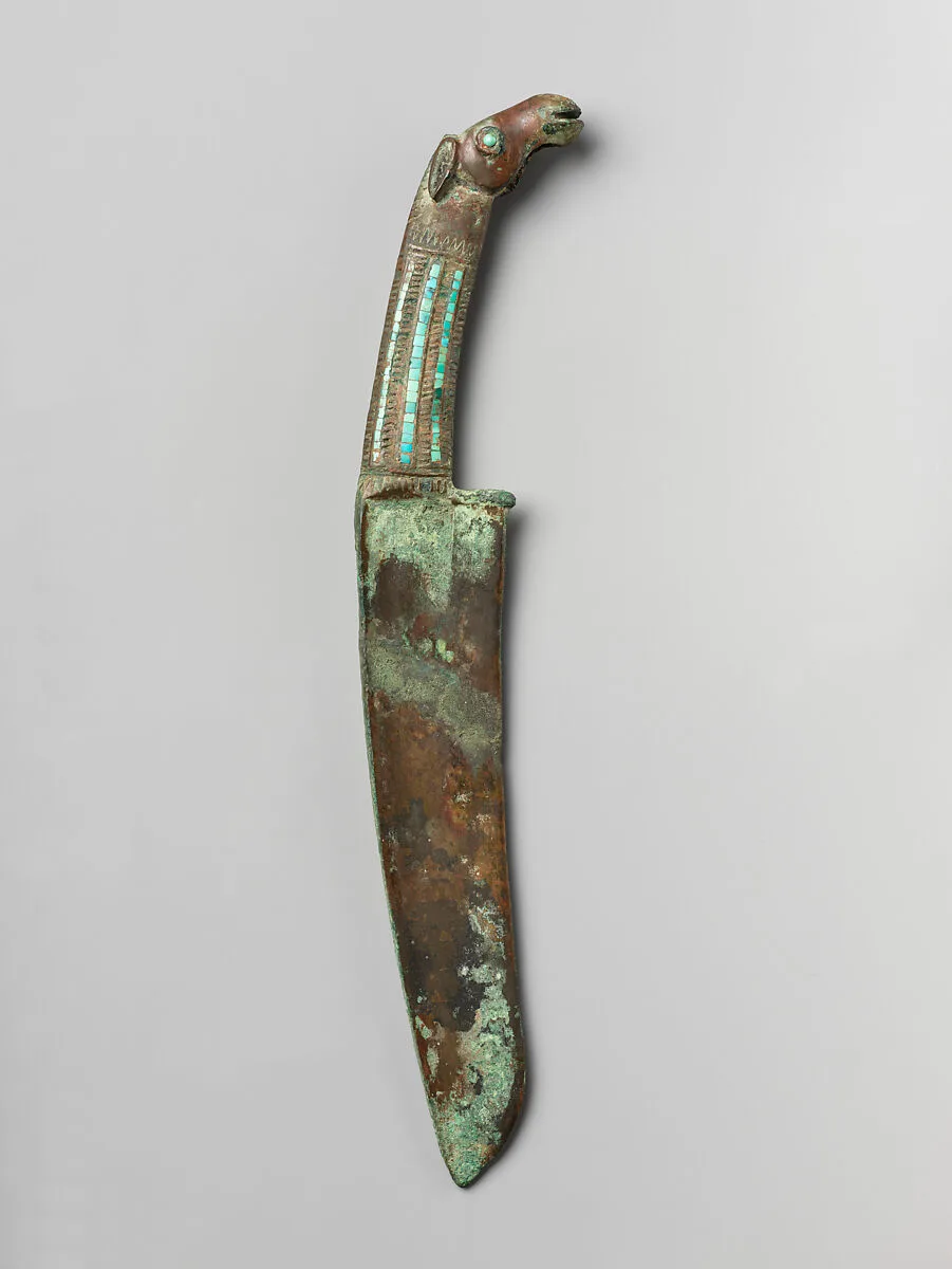 商嵌松石青銅獸首刀|Animal-Head Knife — Unknown