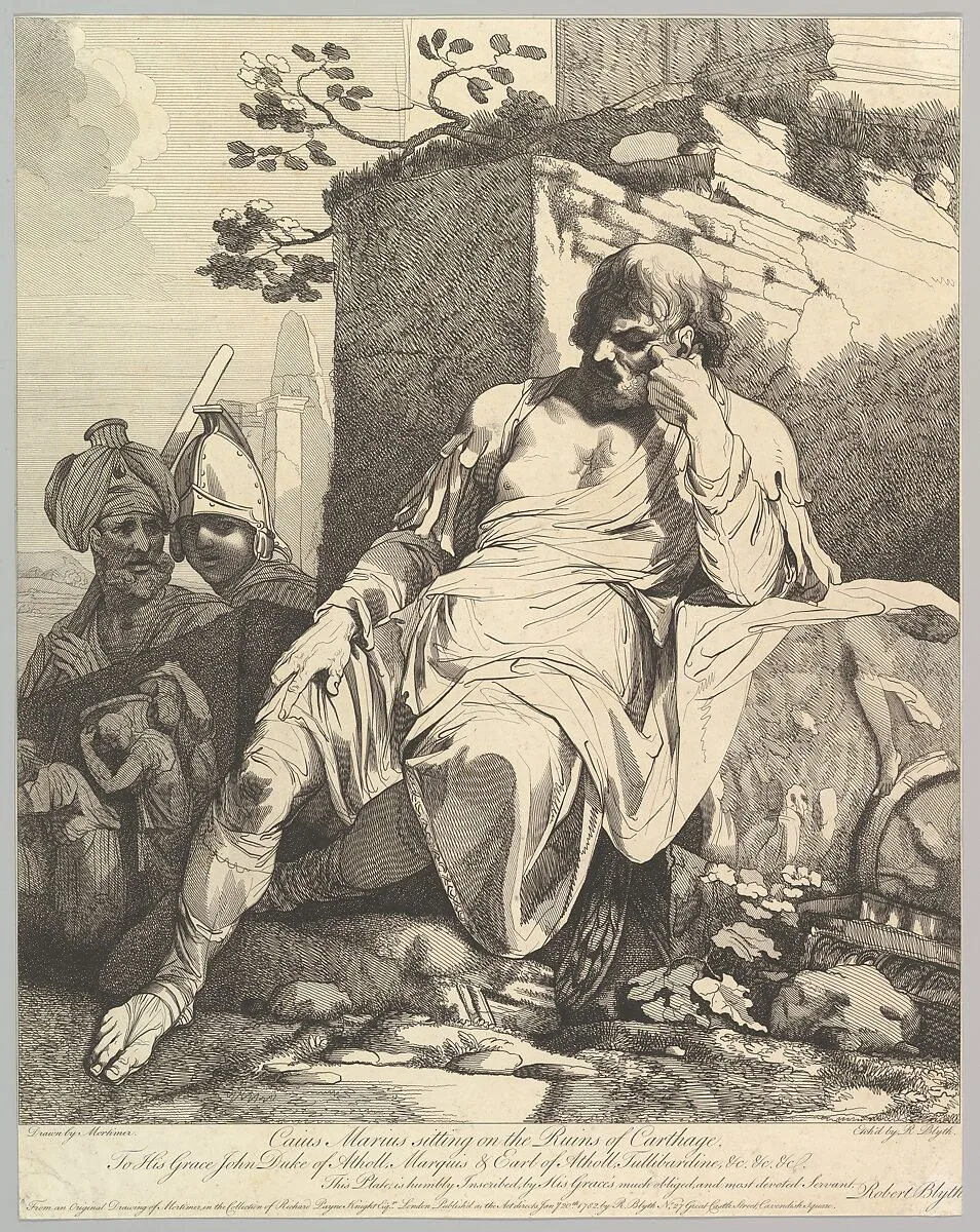 Caius Marius on the Ruins of Carthage — Robert Blyth|John Hamilton Mortimer