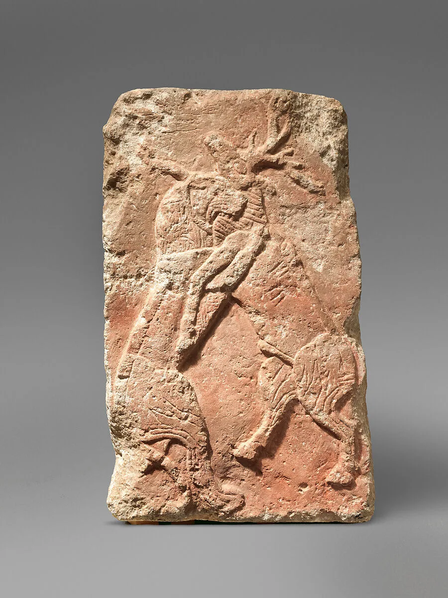 Orthostat relief: lion attacking a deer — Unknown
