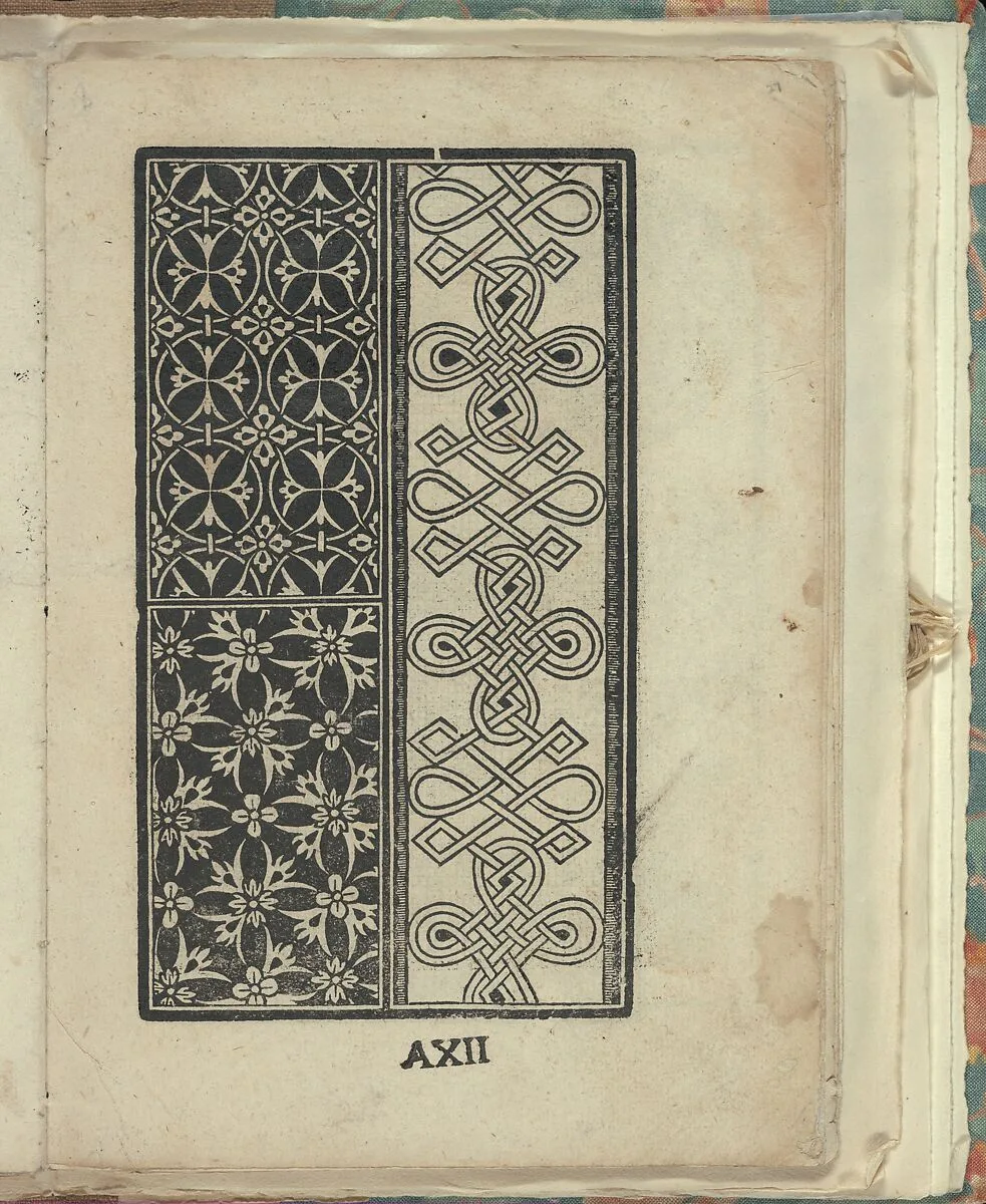 Opera Nova Universali intitulata Corona di racammi, page 27 (recto) — Giovanni Andrea Vavassore