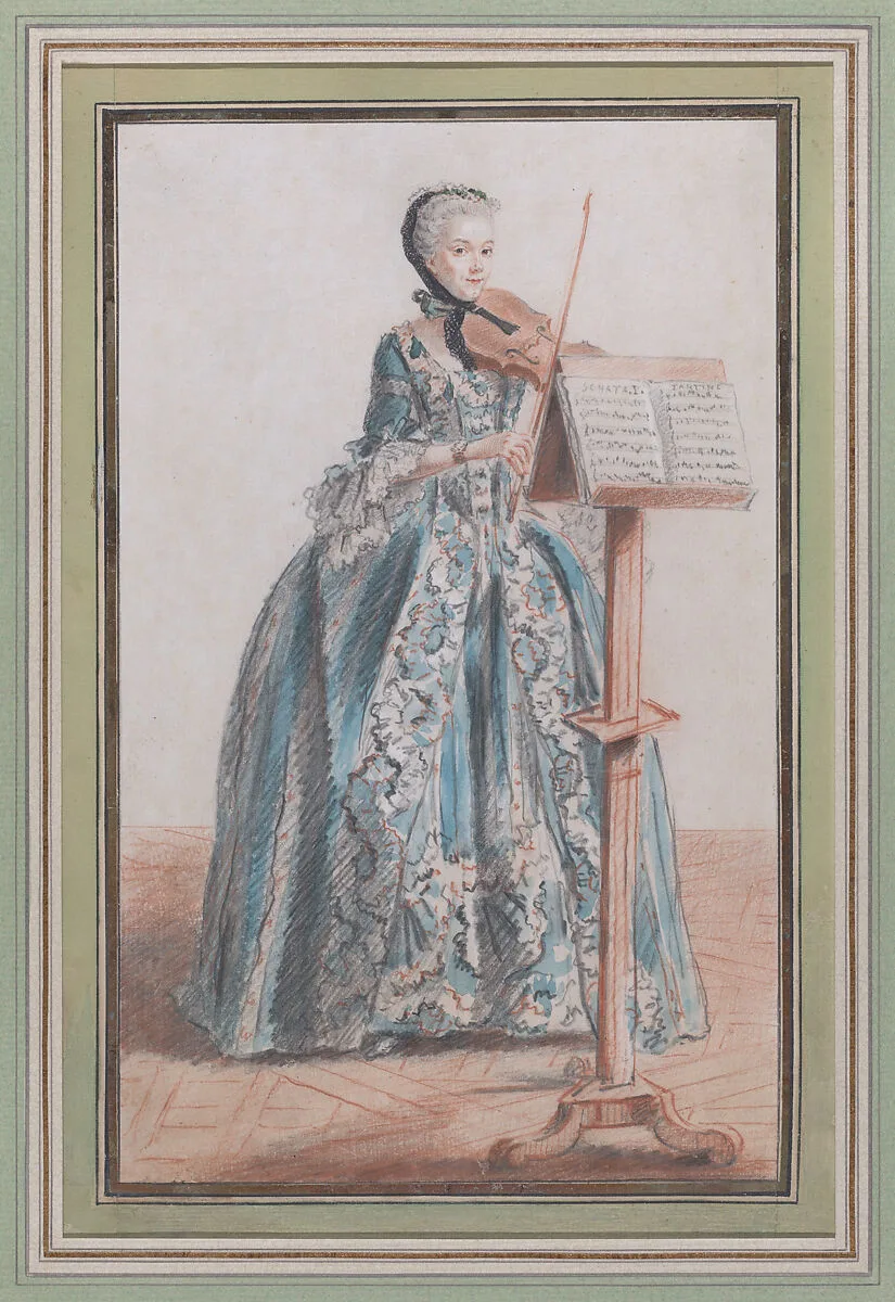 Woman Playing the Violin, Seen from the Front — Louis de Carmontelle