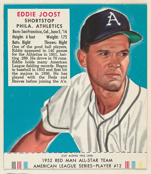Eddie Joost, from the Red Man All-Star Team series (T232), issued by Red Man Chewing Tobacco — Red Man Chewing Tobacco