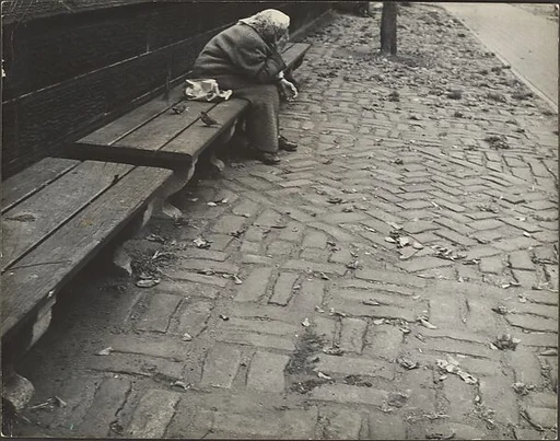 [Elderly Woman Seated on Bench, Central Park, New York City]