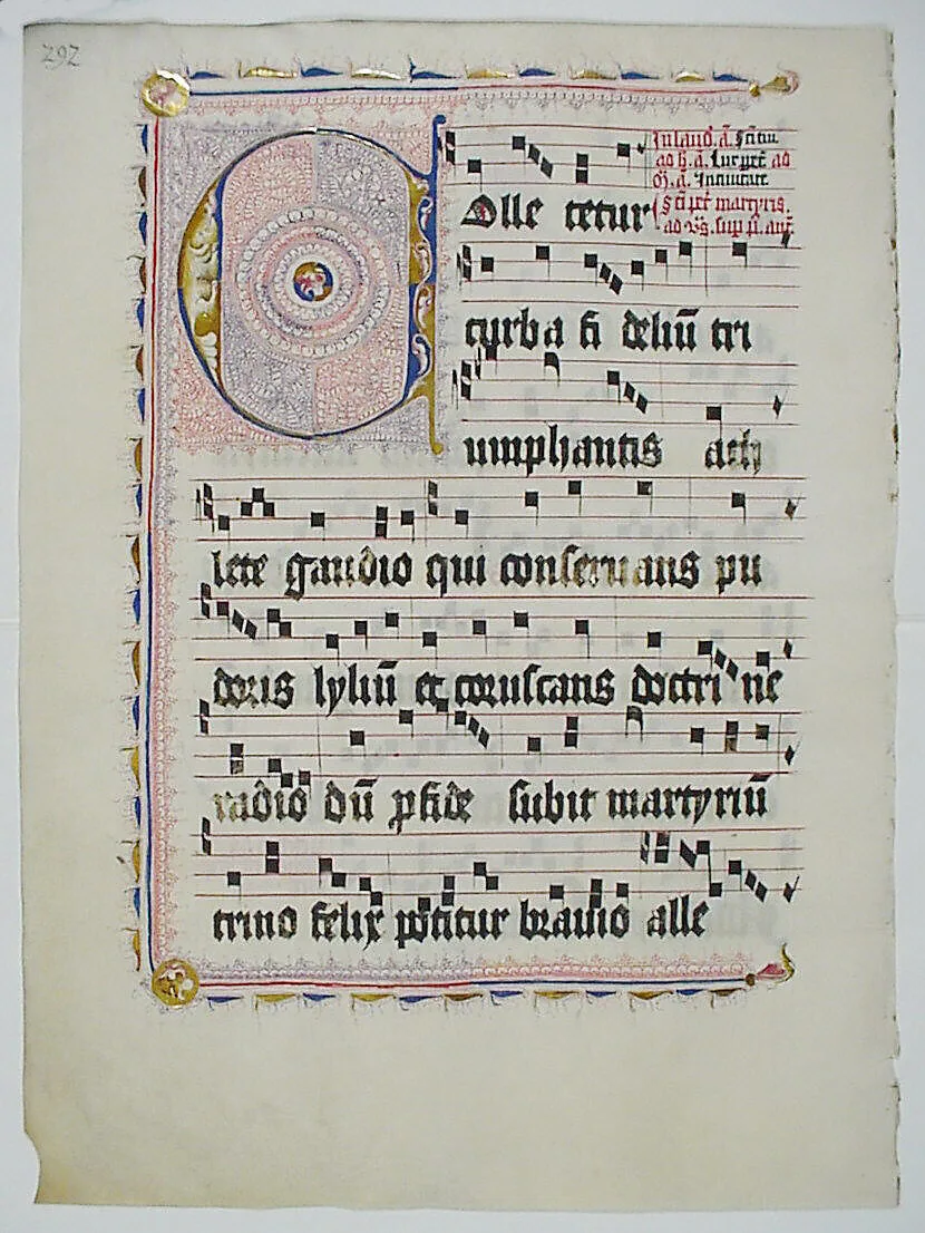 Manuscript Leaf with Initial C, from an Antiphonary — Unknown