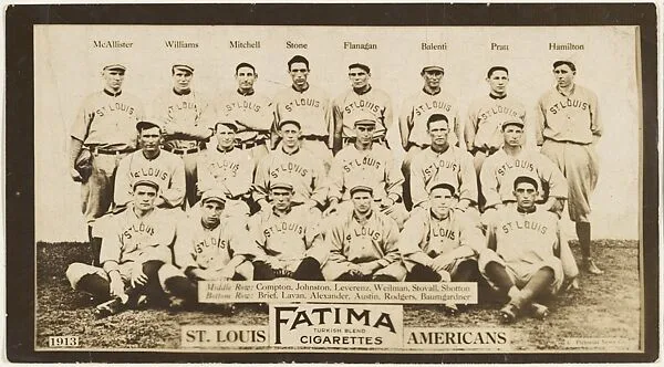 St. Louis Browns, American League, from the "Baseball Team" series (T200), issued by Liggett & Myers Tobacco Company to promote Fatima Turkish Blend Cigarettes — The Pictorial News Co.|Liggett & Myers Tobacco Company