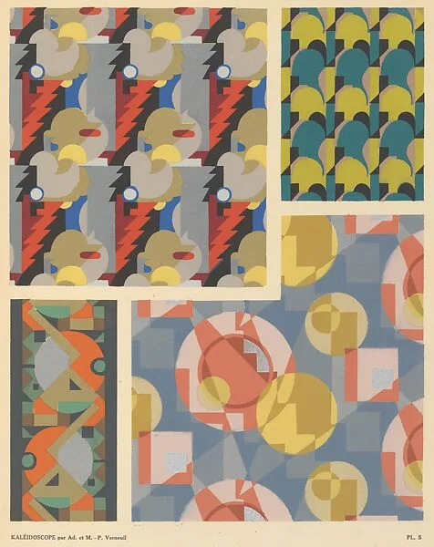 "Kaléidoscope: Ornements Abstraits"; Plate 5, Four Abstract Design Motifs — Editions Albert Lévy|Maurice-Pillard Verneuil|Ad. Verneuil|Jean Saudé
