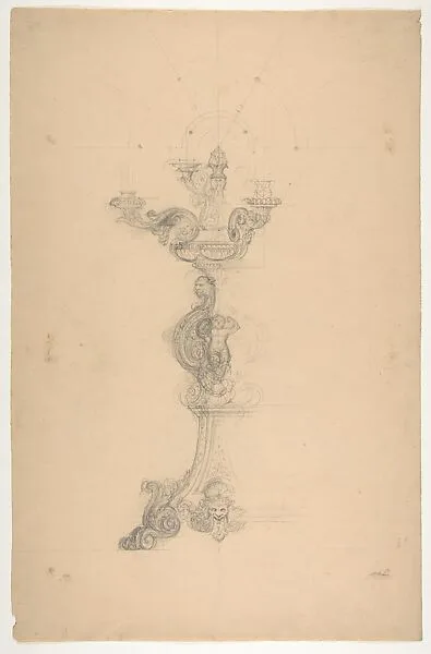 Design for a candelabrum from the Workshop of Froment-Meurice; verso, design for a candelabrum — Jacques-Charles-François-Marie Froment-Meurice