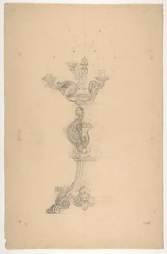 Design for a candelabrum from the Workshop of Froment-Meurice; verso, design for a candelabrum