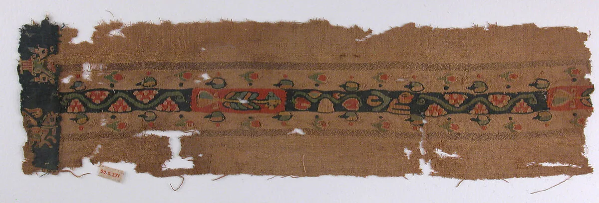 Fragment with Tapestry-Weave Band and Applied Border — Unknown