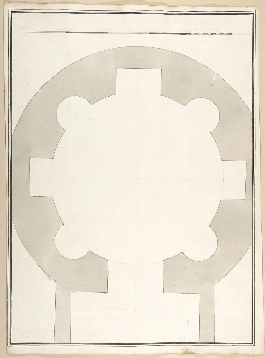 Unlabeled Plan of the Tempio della Speranza (same Building as Accession Number 60.632.44) — Pietro Paolo Coccetti (Cocchetti)