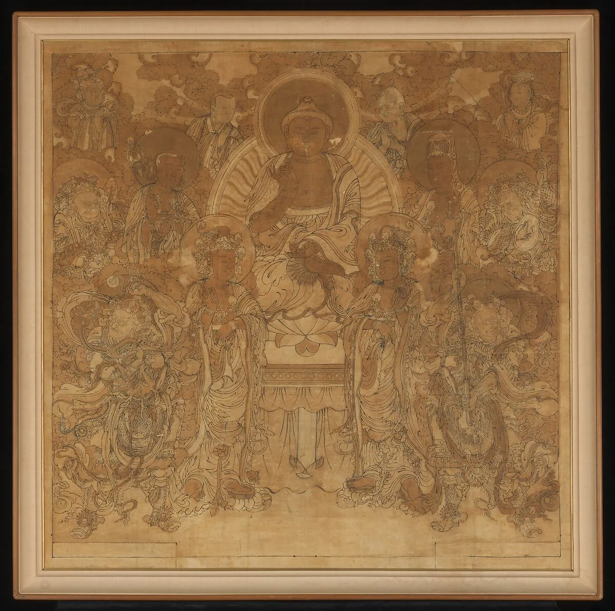 극락에서 설법하는 아미타불 조선|阿彌陀極樂會圖 朝鮮|Amitabha Buddha’s assembly in the Western Paradise — Unidentified artist