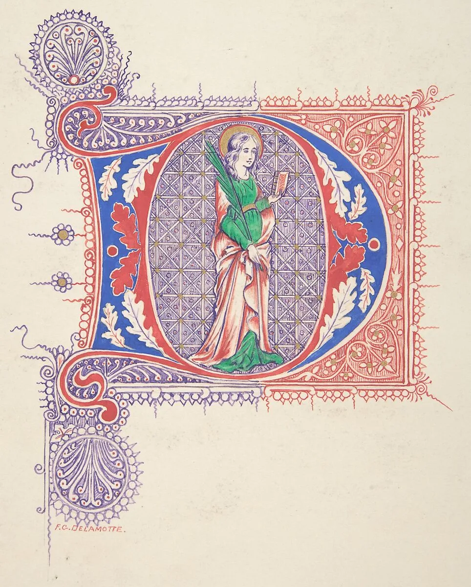 Illuminated Initial "D" — Freeman Gage Delamotte