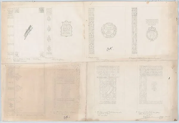 Cover Designs for an edition of Tennyson's Poems, published by Thomas Y. Crowell — Bertram Goodhue