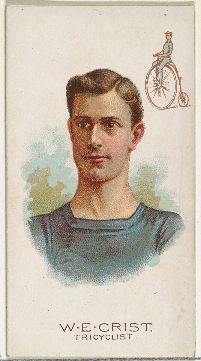 W.E. Crist, Tricyclist, from World's Champions, Series 2 (N29) for Allen & Ginter Cigarettes — Lindner, Eddy & Claus|Allen & Ginter