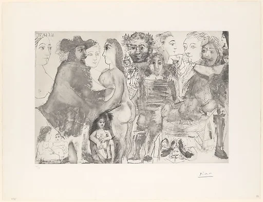 A Muskateer Seated at the Table with a Young Boy Recalling his Life, from 347 Suite