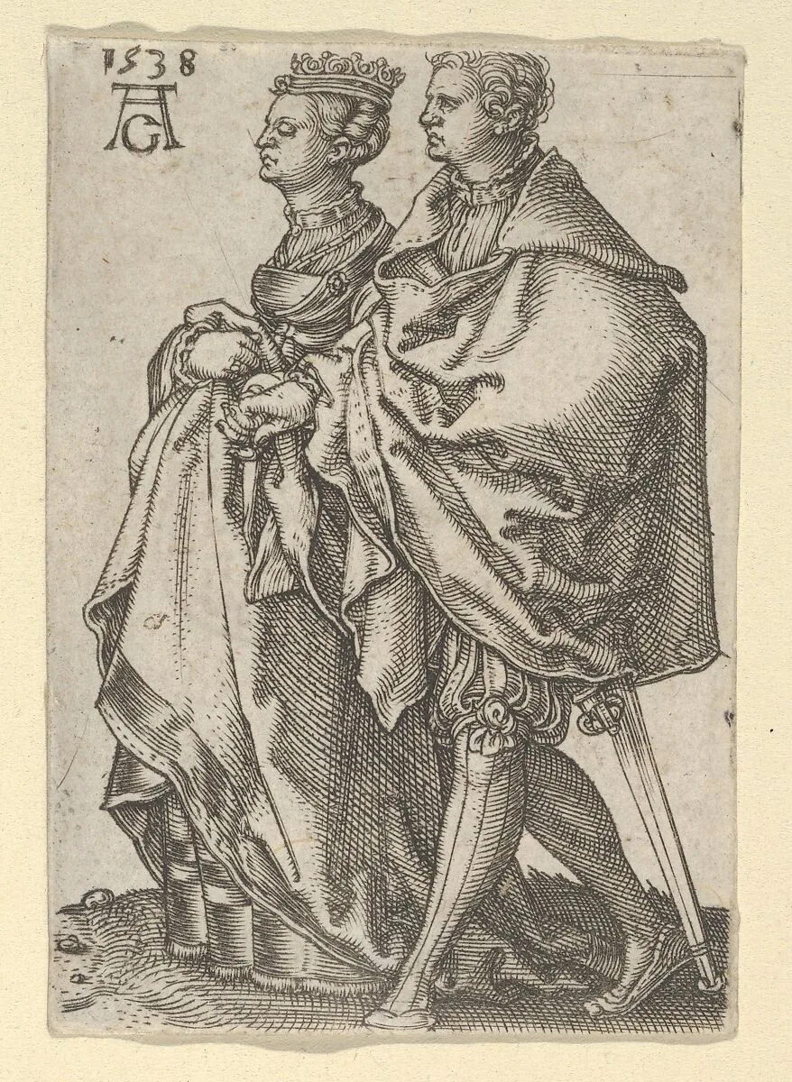 Dancing Couple Stepping to the Left, from "The Small Wedding Dancers" — Heinrich Aldegrever