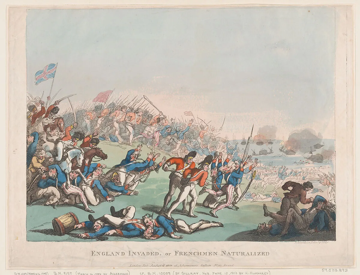 England Invaded, or Frenchmen Naturalized — Thomas Rowlandson|Rudolph Ackermann, London