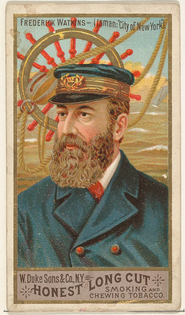 Frederick Watkins, from the Sea Captains series (N127) issued by Duke Sons & Co. to promote Honest Long Cut Tobacco — W. Duke, Sons & Co.|George S. Harris & Sons