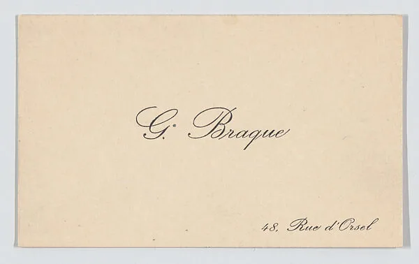Georges Braque, calling card — Anonymous