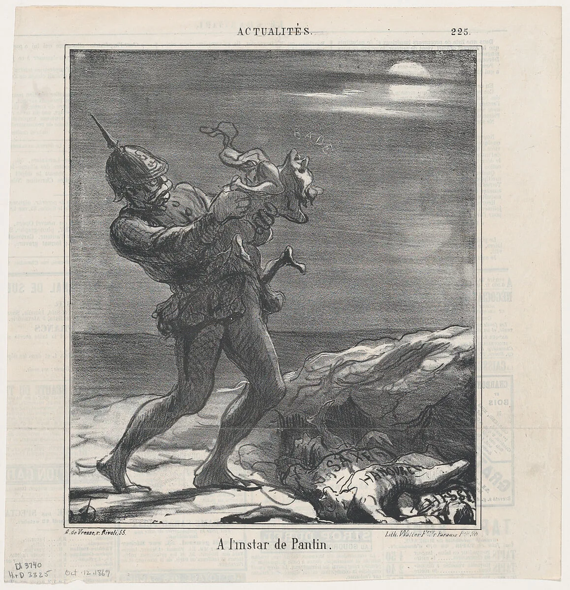 Like a Puppet, from 'News of the day,' published in Le Charivari, October 12, 1869 — Arnaud de Vresse|Honoré Daumier|Walter Frères
