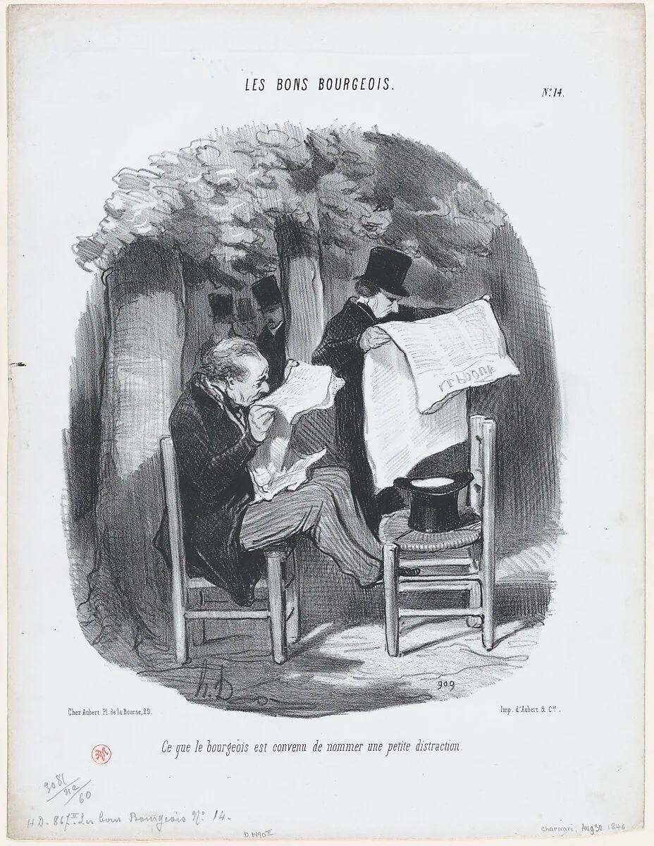 What the bourgeois calls a slight distraction, from 'The good bourgeois,' published in "Le Charivari" — Honoré Daumier|Aubert et Cie|Aubert et Cie