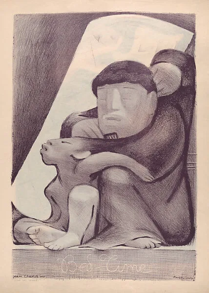 'Bed Time' a Mexican man combing his child's hair — Emilio Amero|Jean Charlot